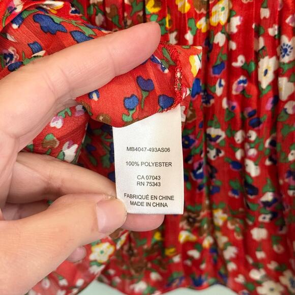Rachel Zoe Sleeveless Top Womens S Red Floral Tank Pleated Blouse Boho Casual - Picture 6 of 6